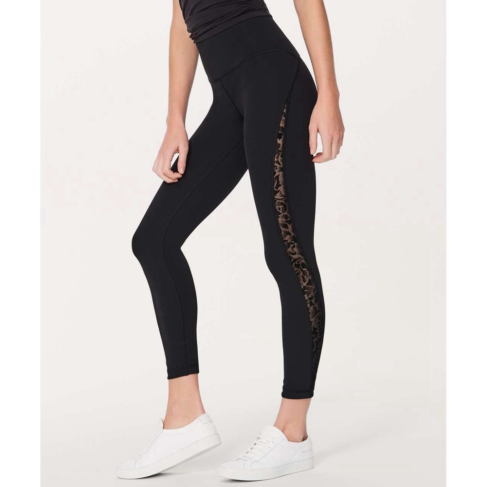 Lululemon Meant To Move 7/8 Tight 25" Black / Flocked Floral Black Black Size 6